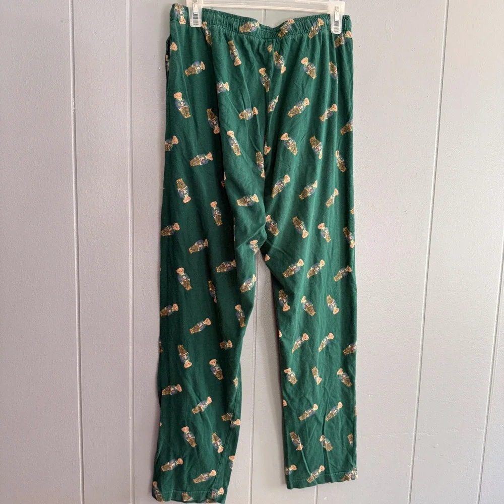 Polo Ralph Lauren‎ Polo Bear Pajama Pants Vtg Size S Forest Green All Over Print
